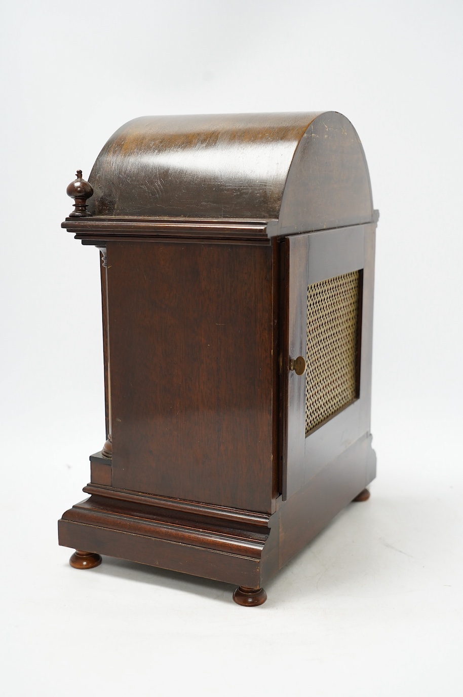 A W&H Sch. mahogany mantel clock striking on two coiled gongs, dial signed T. Braybrook Dorchester, 36cm. Condition - good, not tested as working